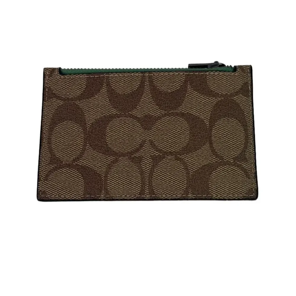 Coach Zip Card Case In Signature Canvas